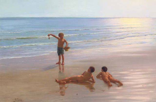 Summer fun by Pasquale Celommi — hand-painted portrait oil painting reproduction on canvas