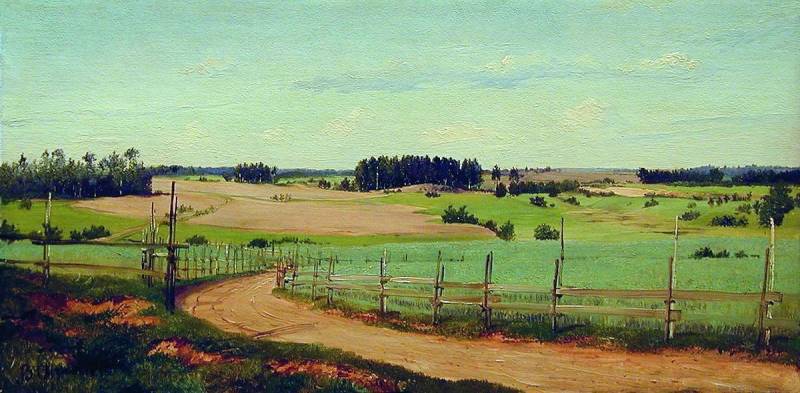 Summer landscape with road by Volodymyr Orlovsky, hand-painted eco oil painting reproduction on canvas