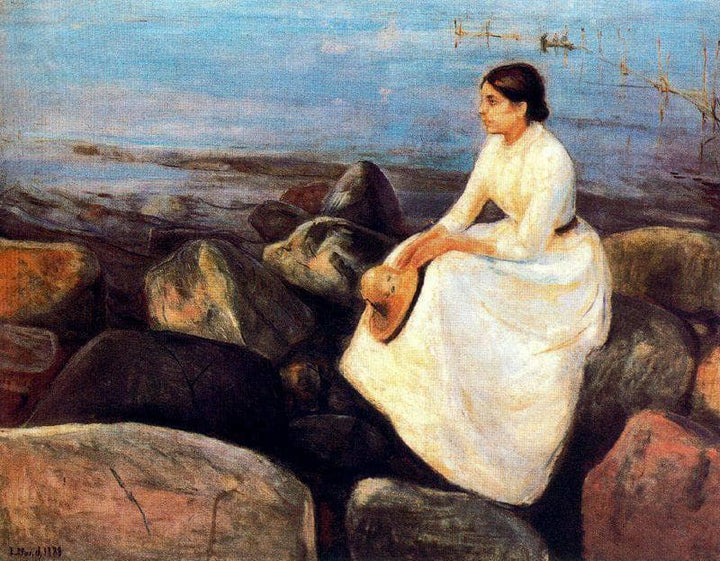 Summer Night (Inger on the Shore) by Edvard Munch — hand-painted landscape oil painting reproduction on canvas