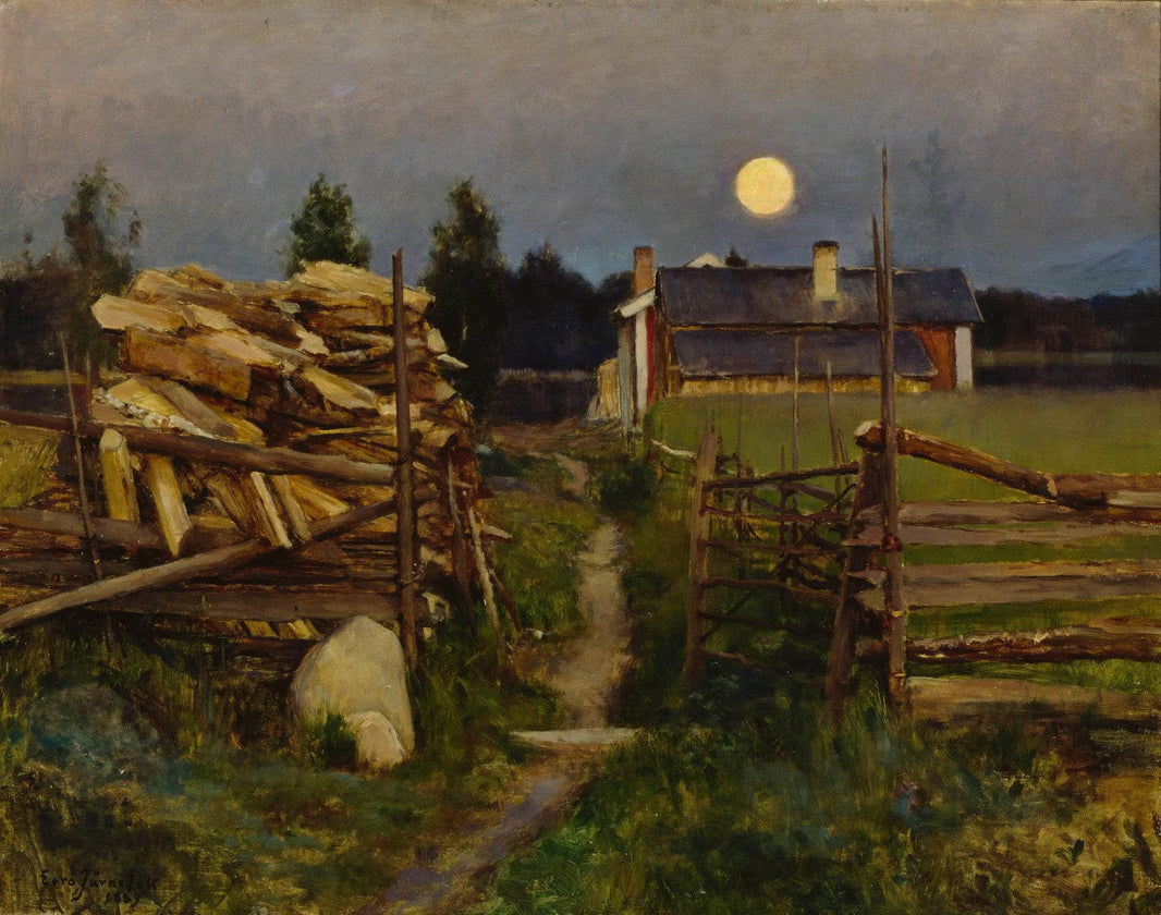 Summer Night Moon by Eero Järnefelt — hand-painted landscape oil painting reproduction on canvas