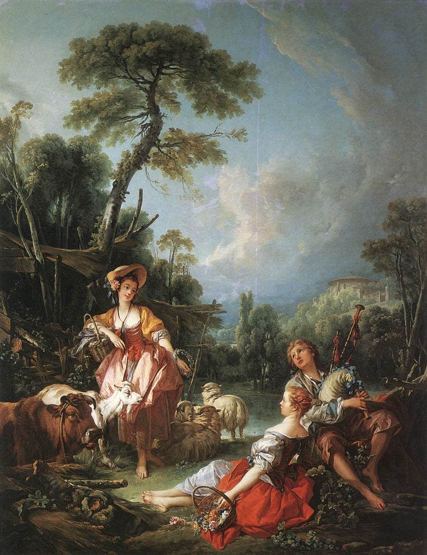 Summer Pastoral by Francois Boucher — hand-painted cultural oil painting reproduction on canvas