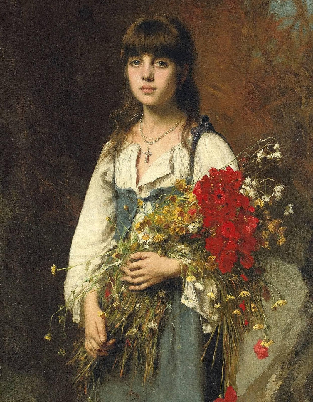 Summertime by Alexei Harlamoff — hand-painted portrait oil painting reproduction on canvas