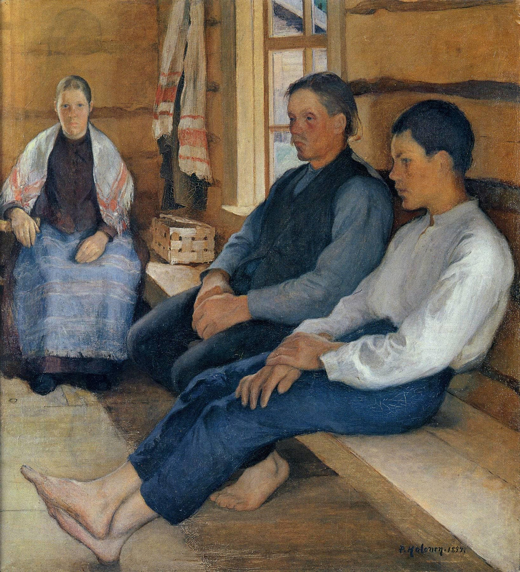Sunday in a Crofter´s Cottage by Pekka Halonen — hand-painted portrait oil painting reproduction on canvas