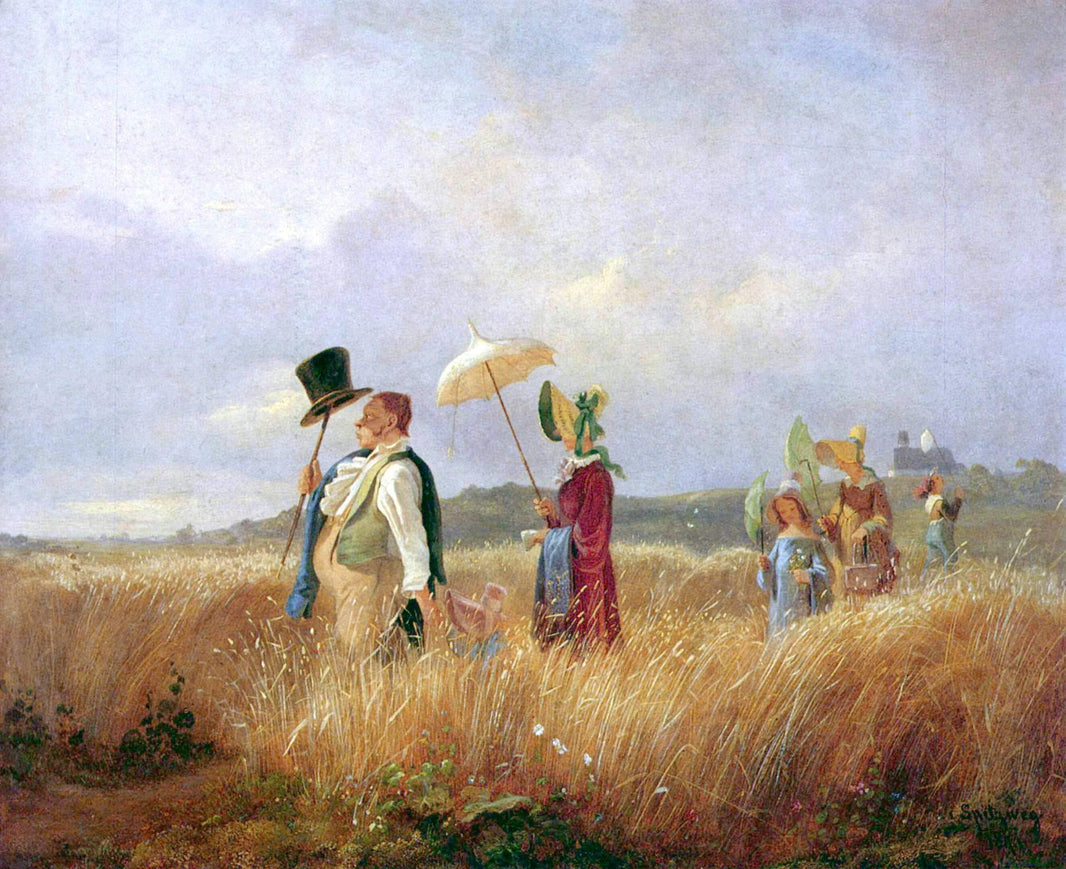 Sunday Stroll by Carl Spitzweg — hand-painted eco oil painting reproduction on canvas