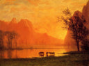 Sundown at Yosemite by Albert Bierstadt — seascapes oil painting wall art, Luminism
