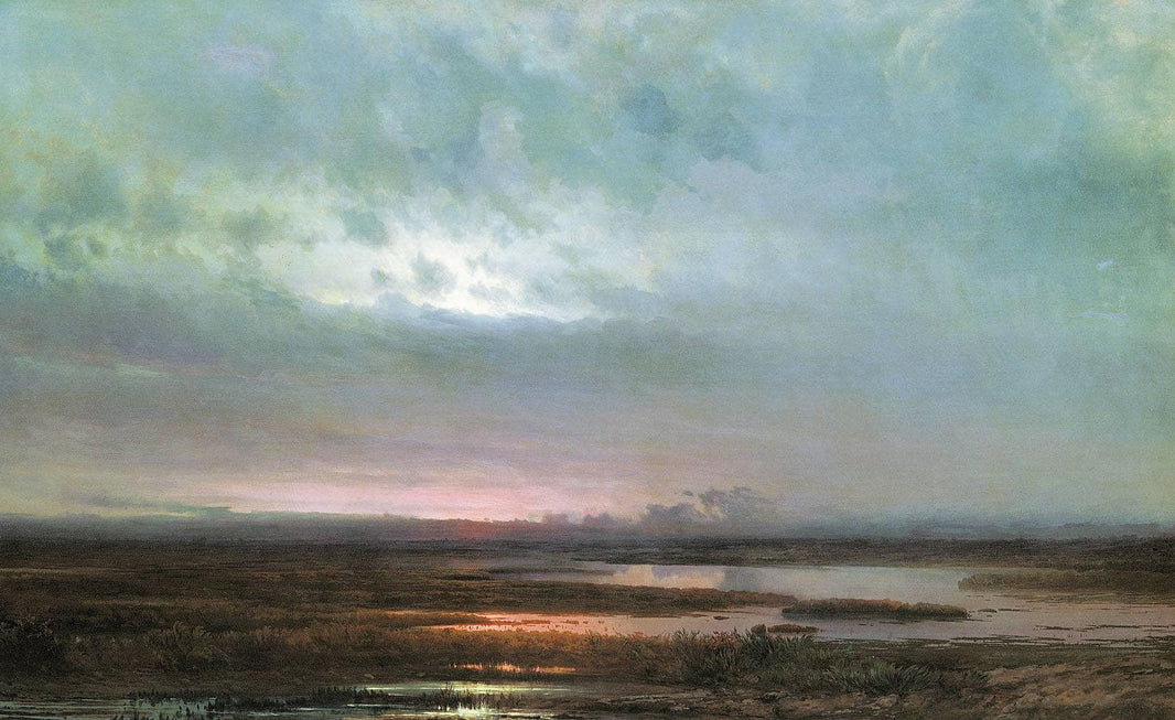 Sundown over a marsh by Aleksey Savrasov — hand-painted landscape oil painting reproduction on canvas