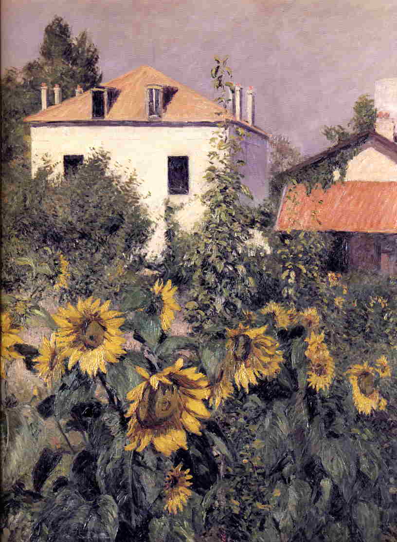 Sunflowers in the Garden at Petit Gennevilliers by Gustave Caillebotte — hand-painted botanical oil painting reproduction on canvas
