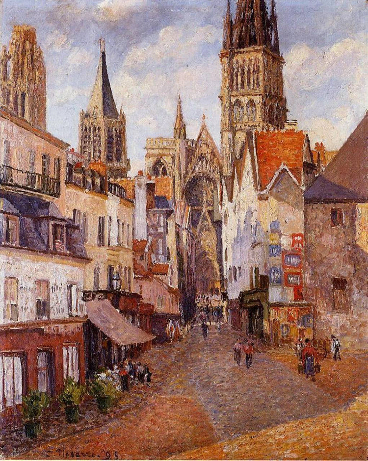 Sunlight, Afternoon, La Rue de l'Epicerie, Rouen - Camille Pissarro