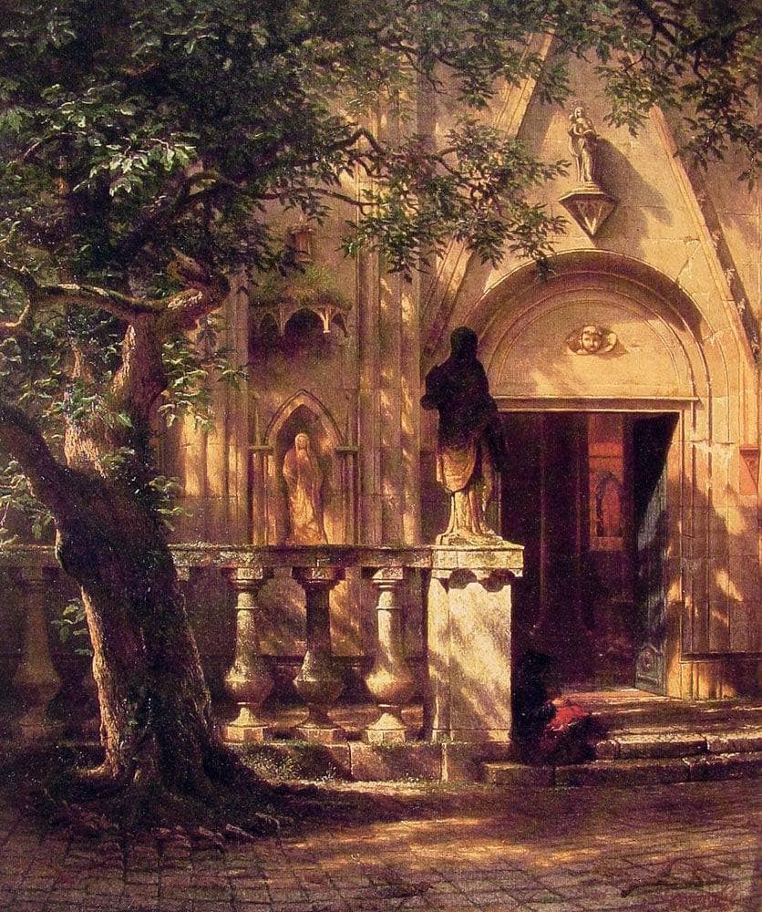 Sunlight and Shadow by Albert Bierstadt — hand-painted architectural oil painting reproduction on canvas