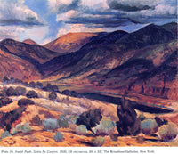 Sunlit Peak, Santa Fe Canyon by John French Sloan — hand-painted botanical oil painting reproduction on canvas