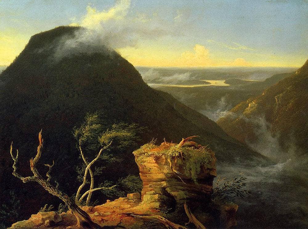 Sunny Morning on the Hudson River by Thomas Cole — hand-painted botanical oil painting reproduction on canvas