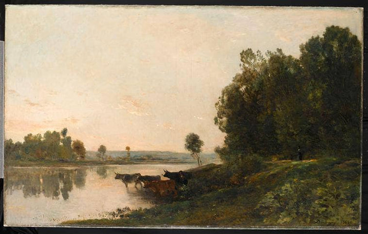 Sunrise, banks of the Oise by Charles-Francois Daubigny — hand-painted animal oil painting reproduction on canvas