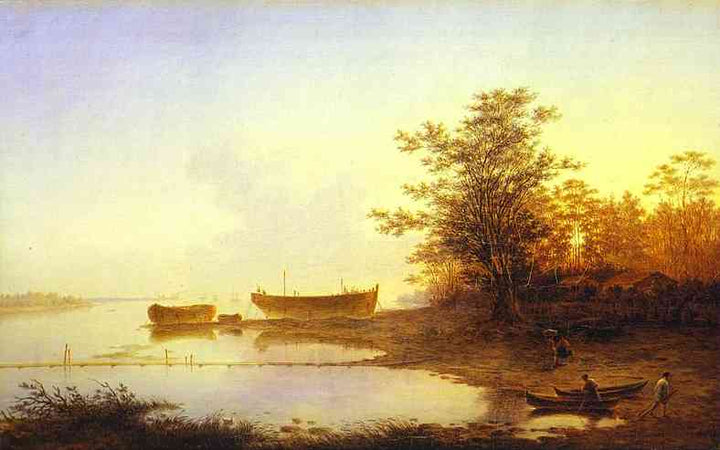 Sunrise. In the Suburbs of St. Petersburg by Maxim Vorobiev — hand-painted botanical oil painting reproduction on canvas