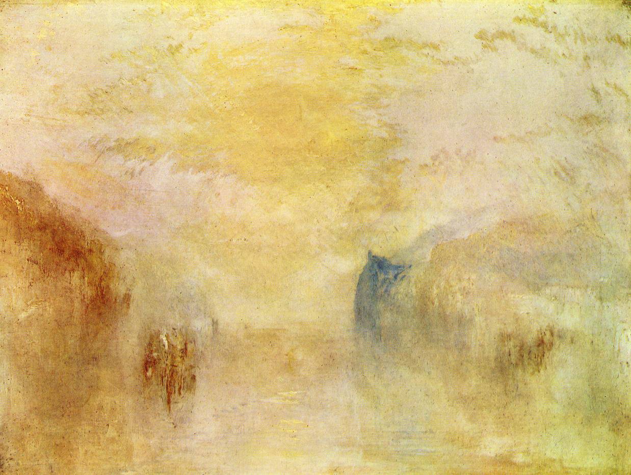 Sunrise, with a Boat between Headlands - J.M.W. Turner