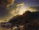 Sunset after a Storm on the Coast of Sicily by Andreas Achenbach — seascapes oil painting wall art, Romanticism