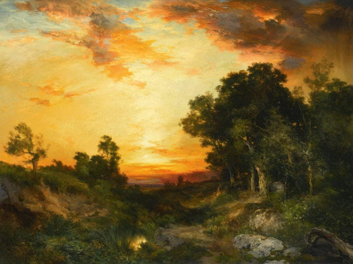 Sunset, Amagansett by Thomas Moran — hand-painted botanical oil painting reproduction on canvas