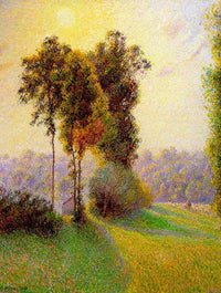 Sunset at Sent Charlez. Eragny by Camille Pissarro — hand-painted botanical oil painting reproduction on canvas