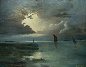 Sunset at the sea with approaching thunderstorm - Andreas Achenbach