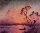 Sunset in Briere I by Ferdinand du Puigaudeau — river oil painting wall art, Neo Impressionism