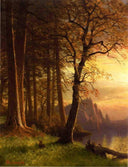 Sunset in California Yosemite by Albert Bierstadt — seascapes oil painting wall art, Luminism