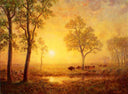 Sunset on the Mountain by Albert Bierstadt — hand-painted animal oil painting reproduction on canvas