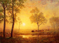 Sunset on the Mountain by Albert Bierstadt — hand-painted animal oil painting reproduction on canvas