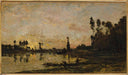 Sunset on the Oise by Charles-Francois Daubigny — seascapes oil painting wall art, Realism