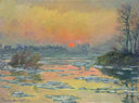 Sunset on the Seine in Winter by Claude Monet — hand-painted landscape oil painting reproduction on canvas