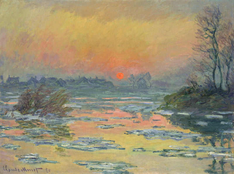 Sunset on the Seine in Winter on gallery wrap
