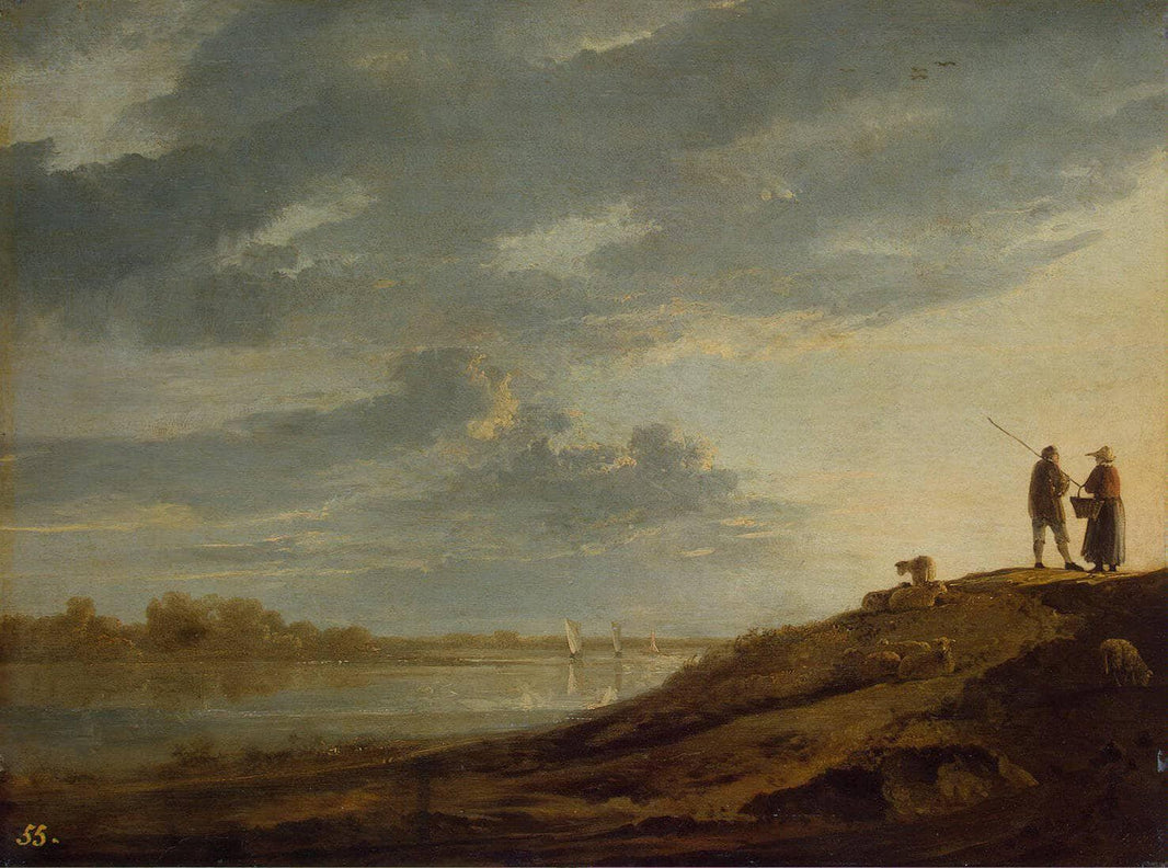 Sunset over the River by Aelbert Cuyp — hand-painted landscape oil painting reproduction on canvas