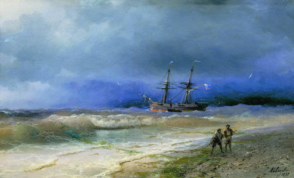 Surf by Ivan Aivazovsky — hand-painted landscape oil painting reproduction on canvas