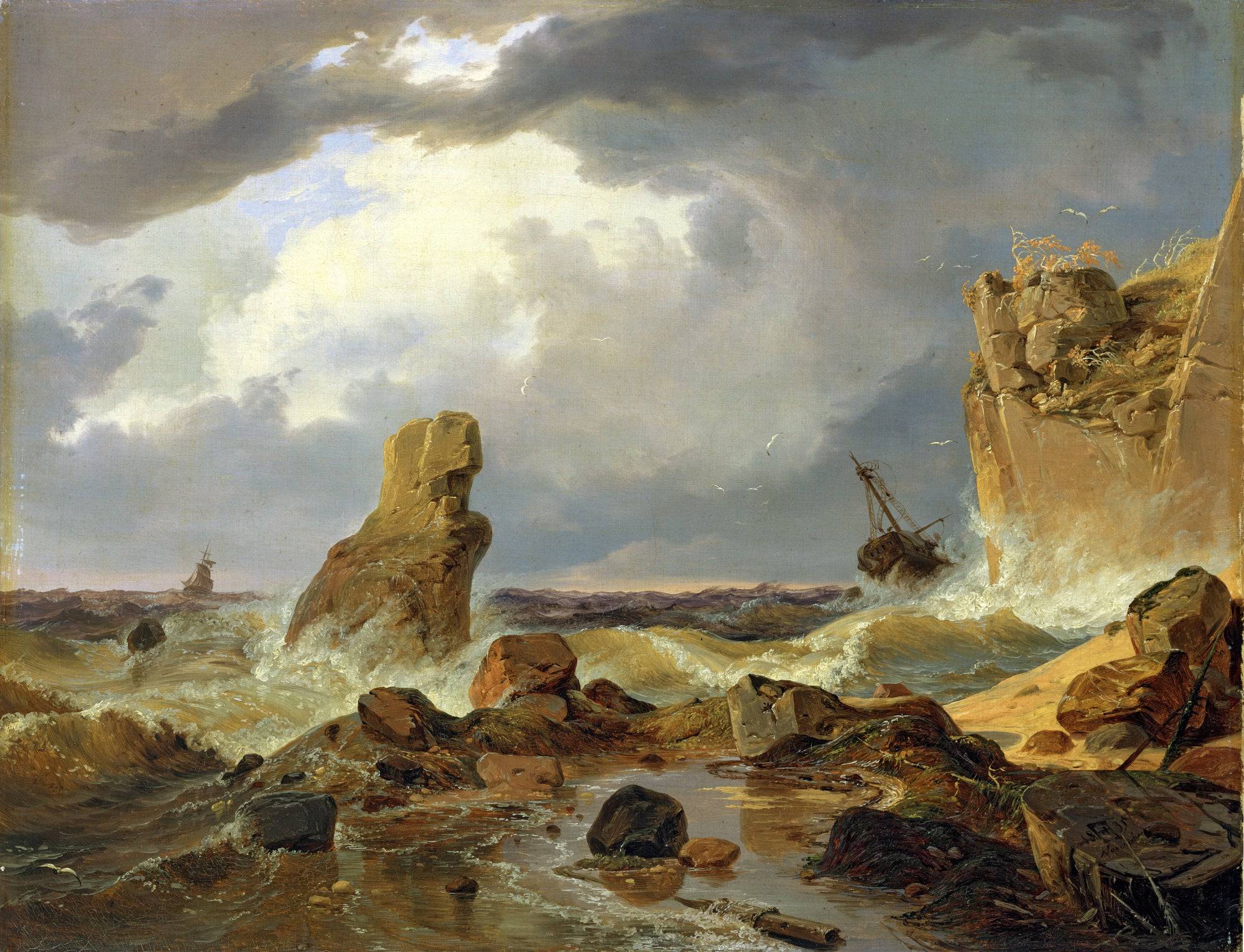 Surf on a Rocky Coast - Andreas Achenbach