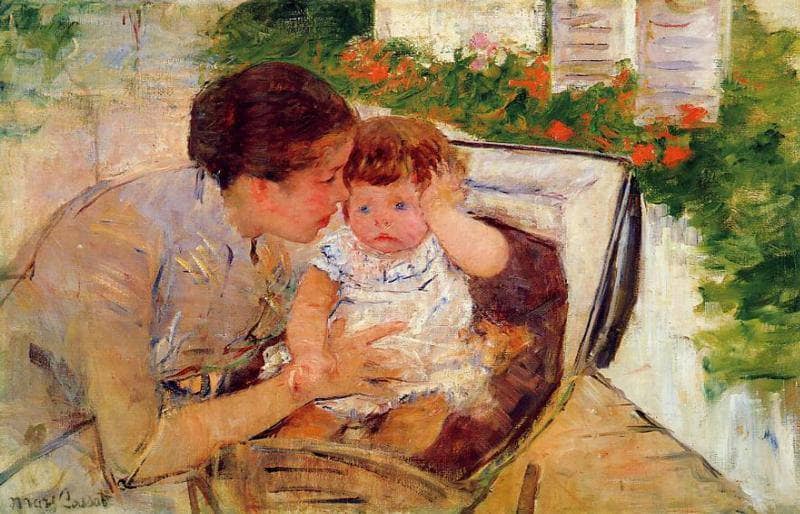 Susan Comforting the Baby (no.2) by Mary Cassatt — hand-painted portrait oil painting reproduction on canvas