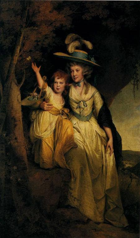 Susannah Hurt with Her Daughter Mary Anne by Joseph Wright — hand-painted portrait oil painting reproduction on canvas
