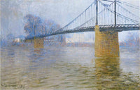 Suspended bridge at Triel by Gustave Loiseau — hand-painted landscape oil painting reproduction on canvas