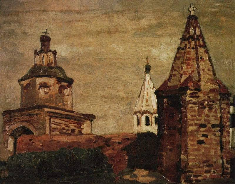 Suzdal. Alexander Nevsky Monastery. by Nicholas Roerich — hand-painted architectural oil painting reproduction on canvas