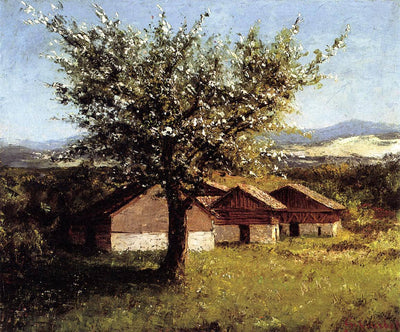 Swiss Landscape with Flowering Apple Tree in living room