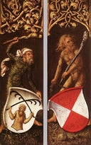Sylvan Men with Heraldic Shields by Albrecht Durer — hand-painted cultural oil painting reproduction on canvas