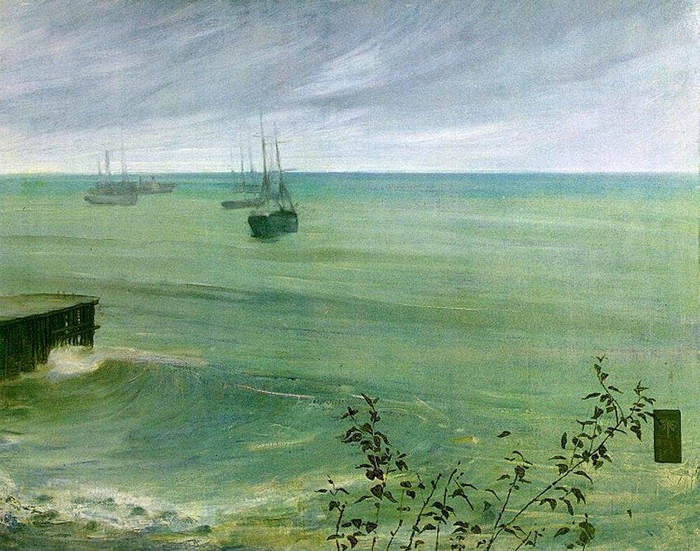 Symphony in Grey and Green: The Ocean by James McNeill Whistler — hand-painted landscape oil painting reproduction on canvas