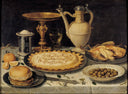 Table with Orange, Olives and Pie by Clara Peeters — hand-painted still oil painting reproduction on canvas