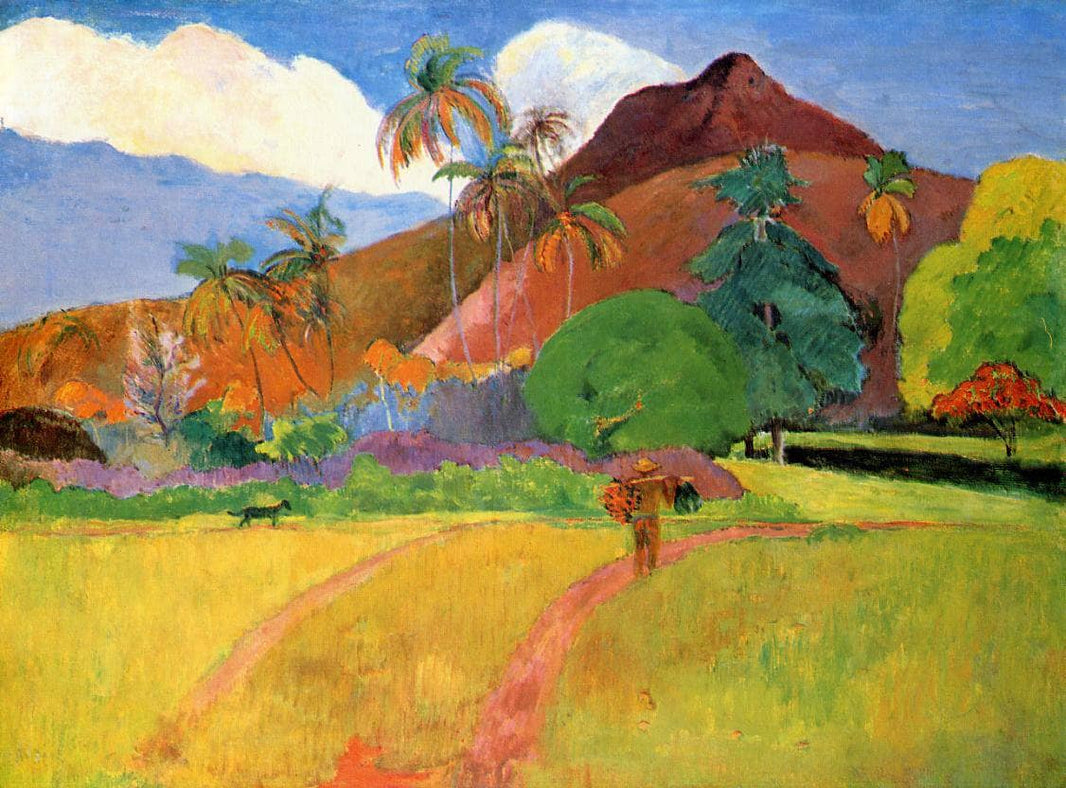 Tahitian mountains by Paul Gauguin — hand-painted landscape oil painting reproduction on canvas