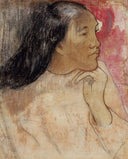 Tahitian woman with flower in her hair by Paul Gauguin — male oil painting wall art, Post Impressionism