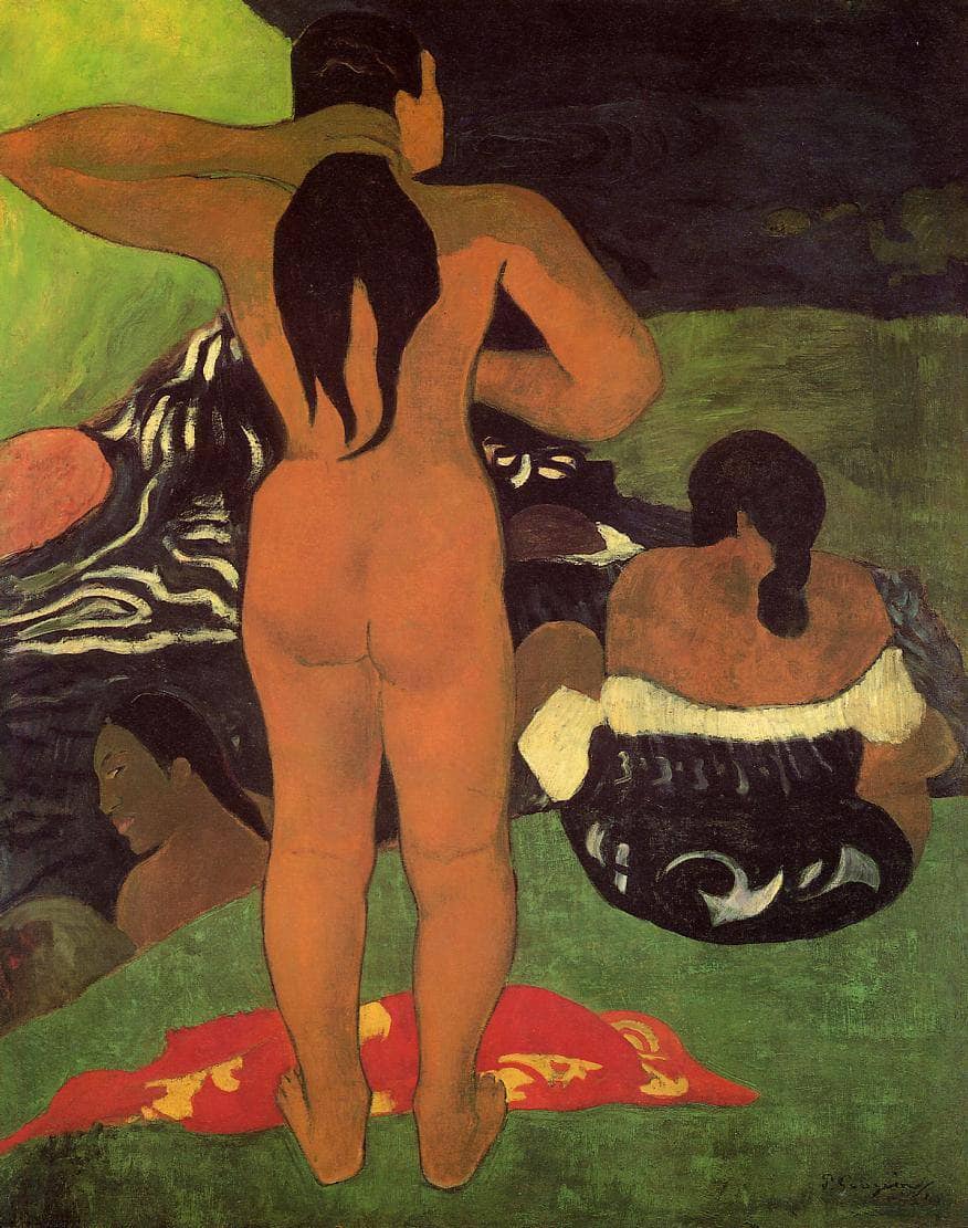 Tahitian women on the beach by Paul Gauguin — hand-painted abstract oil painting reproduction on canvas