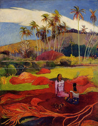 Tahitian women under the palms by Paul Gauguin — hand-painted abstract oil painting reproduction on canvas