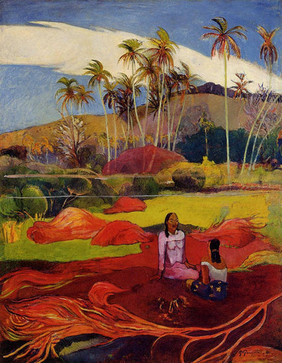 Tahitian women under the palms in living room