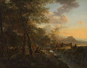 Talian Landscape with Draughtsman by Jan Dirksz Both — river oil painting wall art, Baroque