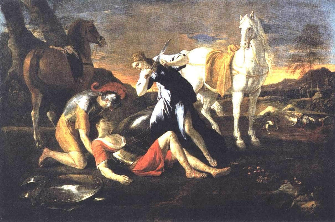 Tancred and Erminia by Nicolas Poussin — hand-painted cultural oil painting reproduction on canvas