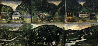 Tapestry in six paintings by Niko Pirosmani, oil painting reproduction
