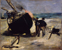 Tarring the Boat by Edouard Manet — hand-painted nautical oil painting reproduction on canvas