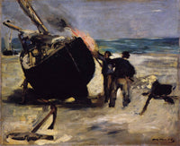 Tarring the Boat by Edouard Manet — hand-painted nautical oil painting reproduction on canvas
